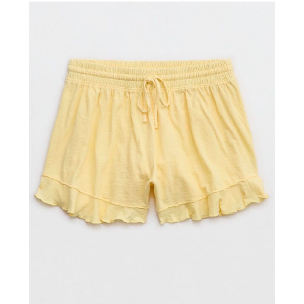 NEW Aerie AE American eagle womens shorts XS Happiest flirty ruffle Yellow knit